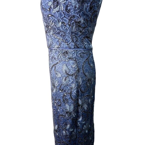 Vince Camuto Blue Sequin Lace Sleeveless Sheath Dress Size 4 - Picture 4 of 10